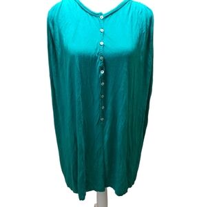FP Beach Women's Size XS Teal Linen Blend Button Front Swim Cover Up /Tunic